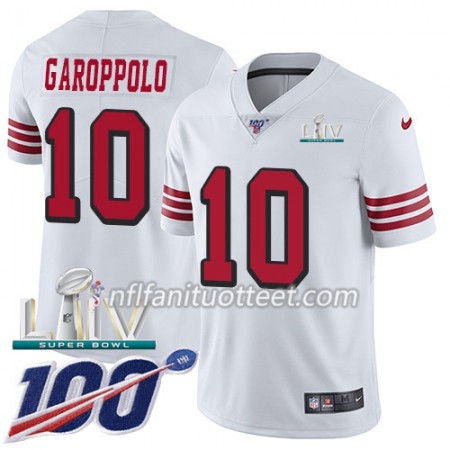 Miesten San Francisco 49ers NFL Pelipaita Jimmy Garoppolo 10 Nike Valkoinen 100th 2020 Super Bowl LIV